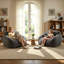 Fauteuil à billes d'intérieur, fausse fourrure grise