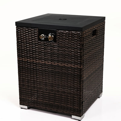 Foyer au propane avec pare-vent, brûleur en PE, housse anti-pluie et foyer de table, puissance de 40 000 BTU, couvercle en verre