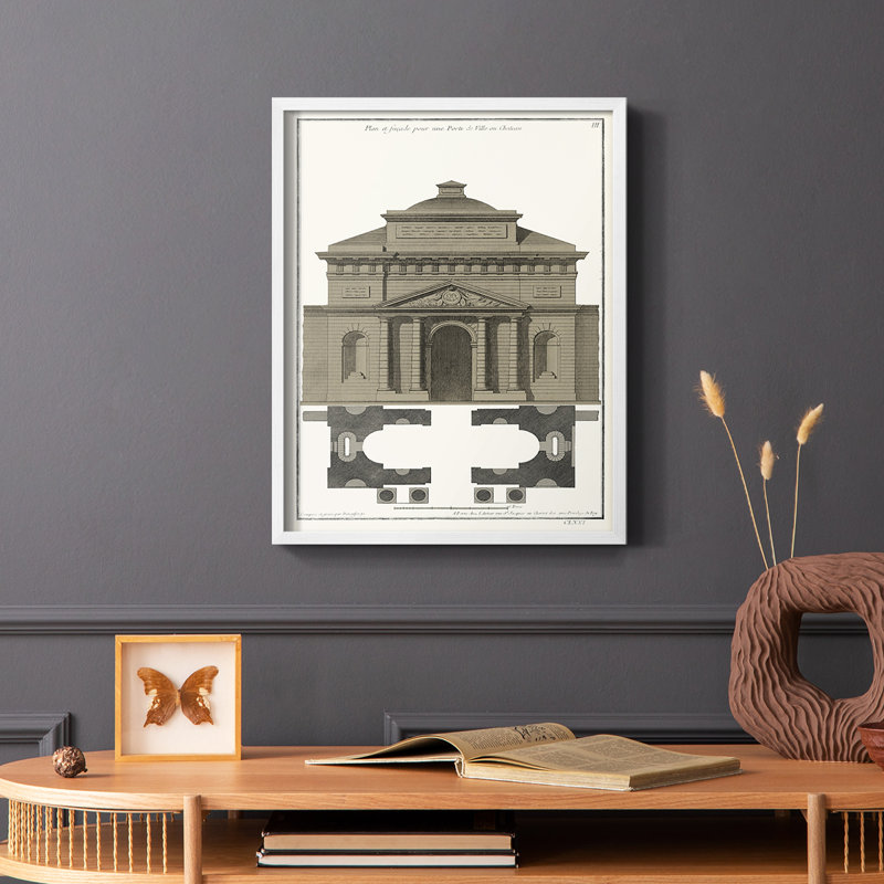 Bâtiments et façades III, reproduction encadrée - bois massif, Blanc, H 14 po x l 11 po