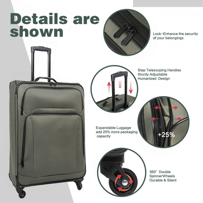 Ensemble de valise extensible avec sac de voyage Softside