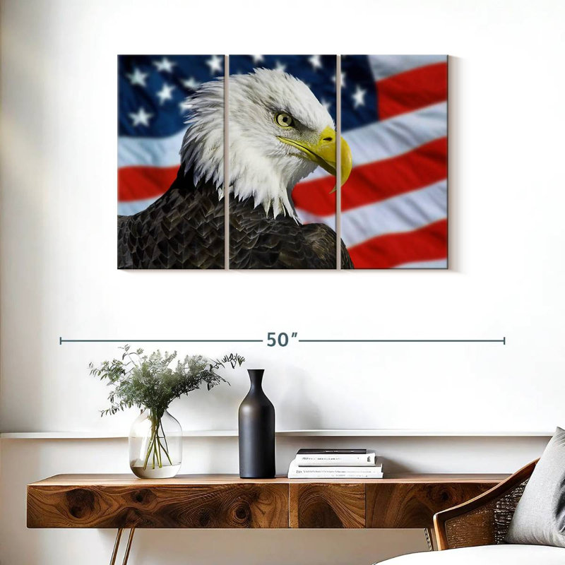 Brampt Patriotic Alaskan Bald Eagle, 24" H x 38" W