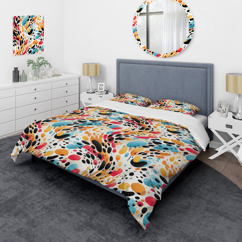Ensemble de housse de couette multicolore Leopard Urban, Housse de couette pour très grand lit et 2 très