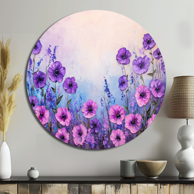 Lavande, champ de fantaisie de fleurs sauvages - art mural en métal Cottagecore
