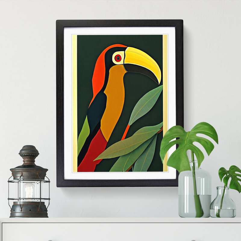 FRM-V0523-2523X Toucan Abstract Vol.1 - Single Picture Frame Print, 46cm H x 34cm W x 2cm D, Oak