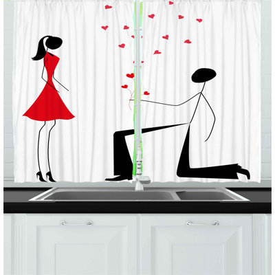 No Pattern and Not Solid Color Pointed Kitchen Curtain