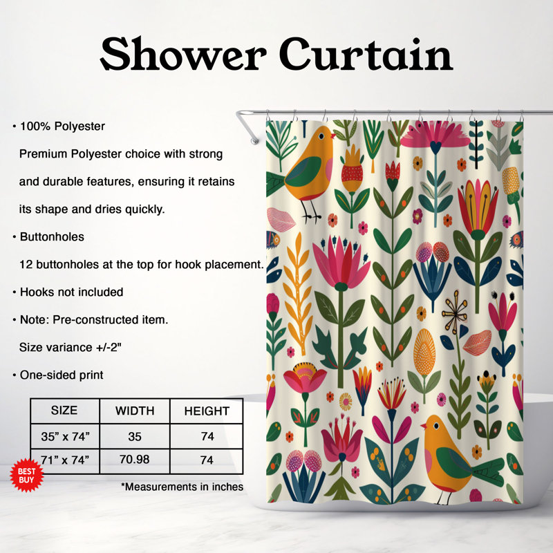 Rideau de douche Ethnic Spring - Premium, H 74 po x l 71 po