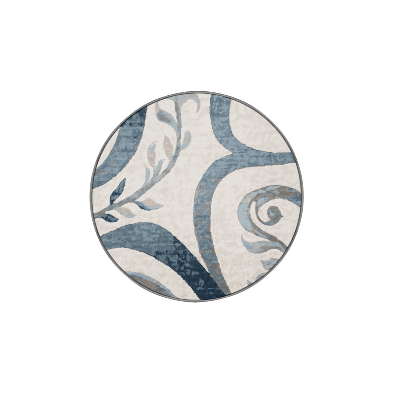 Machine Washable Gray Area Rug, Round 5'