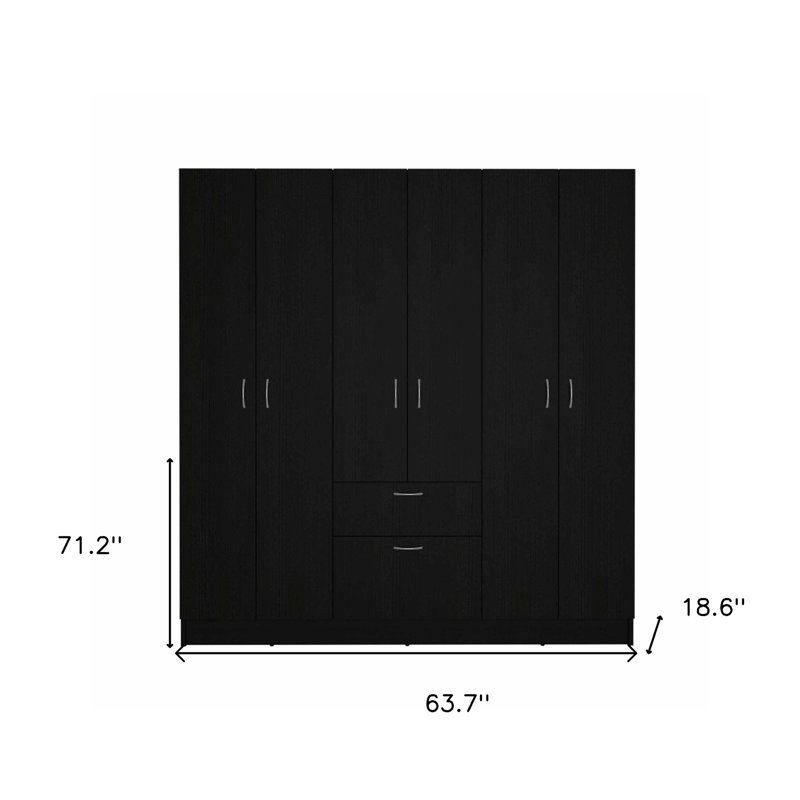 Commode combinée 71 po à six portes et tiroir en bois noir et blanc 71 po