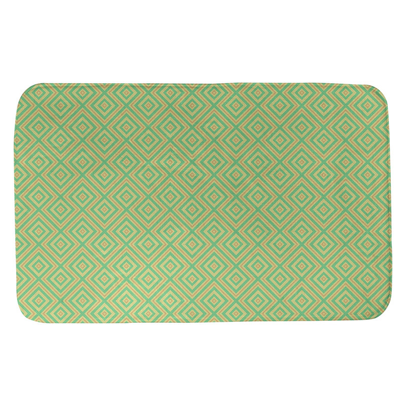 Tapis pour salle de bain en treillis katelyn elizabeth Avicia, l 17 po x L 24 po, Vert / Orange