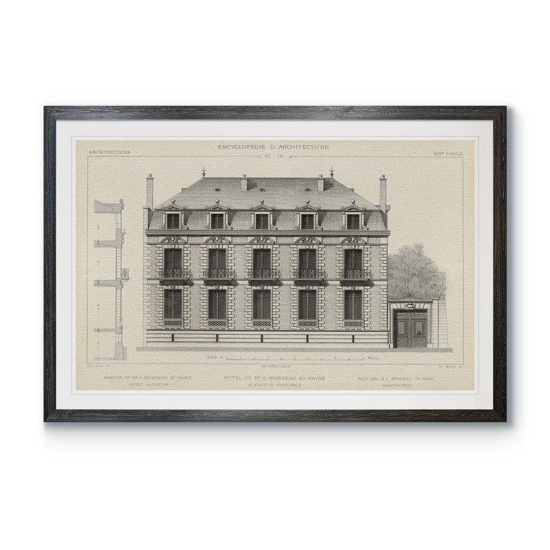 «French Facade II» - reproduction de peinture encadrée, Impression encadrée ébène, H 32 po x l 44 po x P 1,3 po