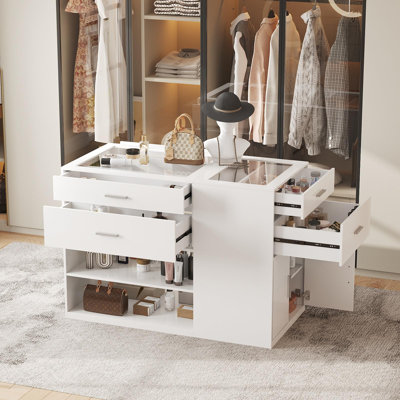 Armoire Bedroom Closet Island With Glass Top