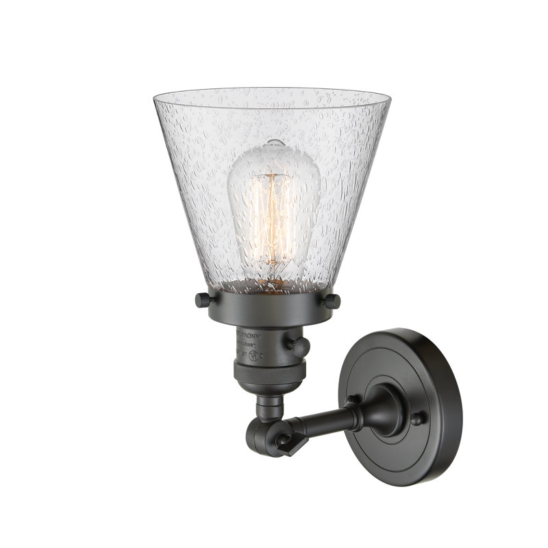 Applique murale 1 lumière Cone, Ampoule DEL rétro de 3,5 watts, Grainé, Bronze frotté à l'huile