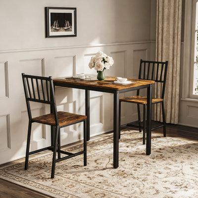 Dining Table Set, Bar Table with 2 Dining chairs, Kitchen Table Counter with Chairs, Industrial for Kitchen Breakfast Table, Living Room, Party Room