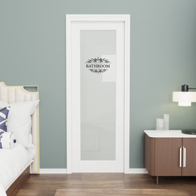 80''H/96''H Interior Bathroom Frosted Door Slab Solid Manufactured Wood Prime Standard Door Without Hardware Kit
