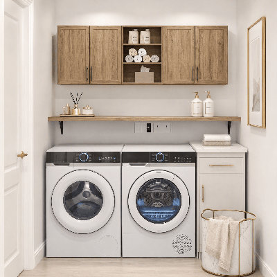 MDF Fire Resistant Laundry Room Organiser with Wheels