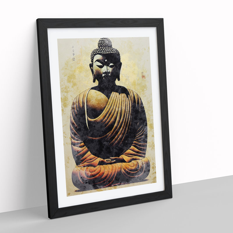 Mesmerising Buddha - Framed Print, 64cm H x 46cm W x 2cm D, Black