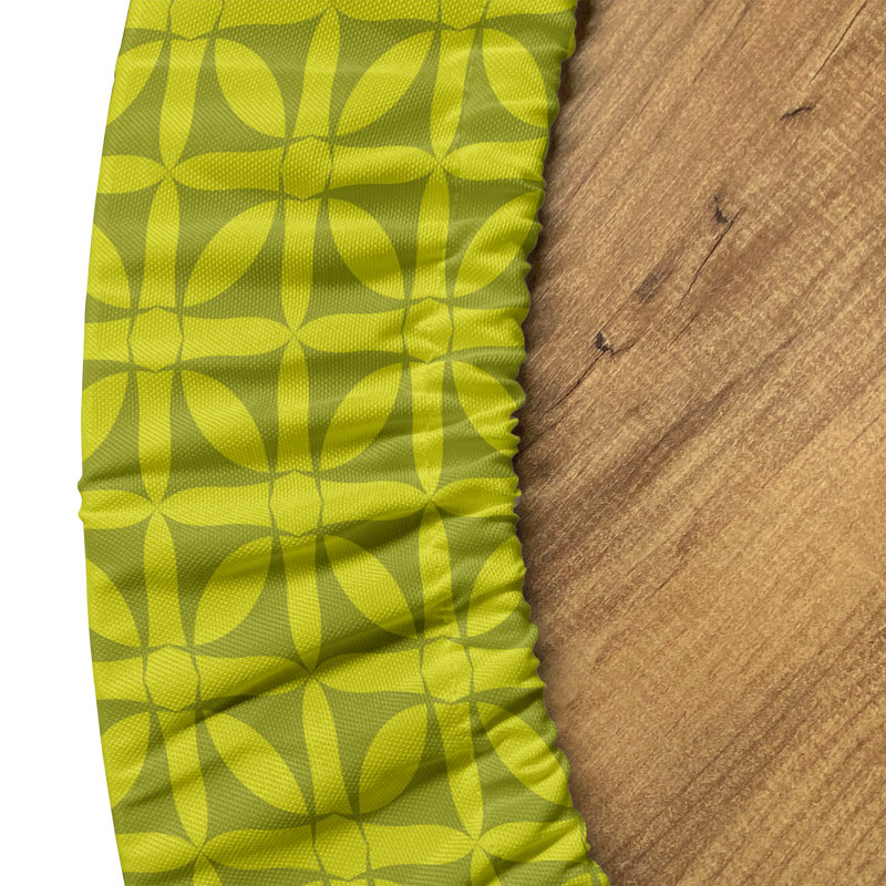 Ambesonne Checkered Fitted Round Tablecloth Lime Green