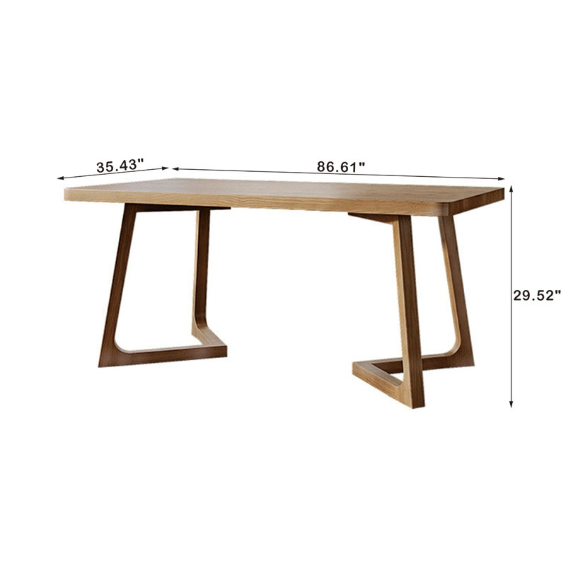 Solid Wood Writing Desk, 29.52" H x 86.61" W x 35.43" D