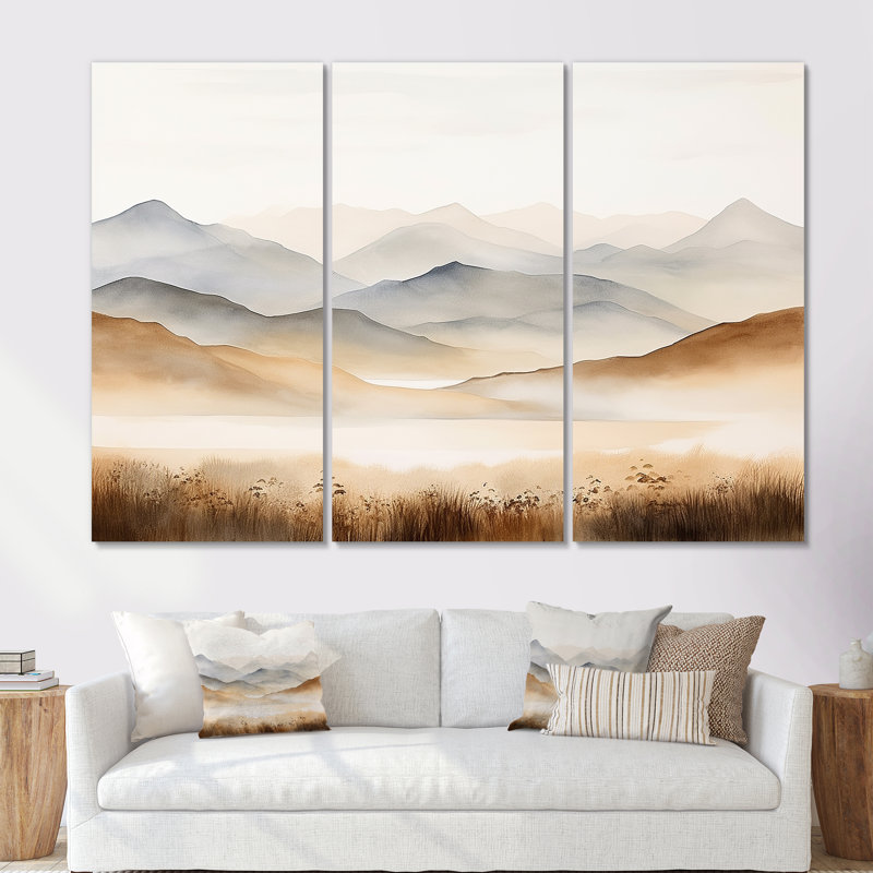 «Mountain Silent Beauty II - Landscape Mountains», ensemble d'art sur toile, Toile tendue, H 40 po x l 60 po x P 1 po