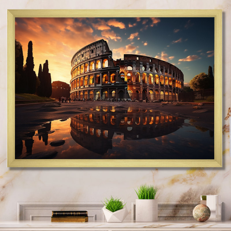 Italy Colosseum Colosseo - Italy Canvas Prints, Cadre doré à une seule photo, H 16 po x l 32 po x P 1 po