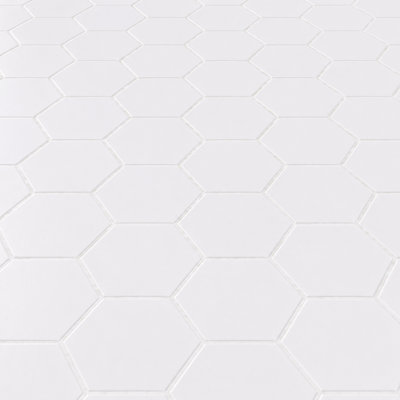 Mosaïques Tuxedo Hexagone Blanc 4 pouces