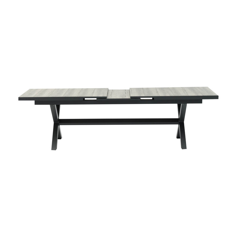 Vienna Rectangular Extendable Outdoor Dining Table , 303.5cm cm W 100cm cm D, Charcoal