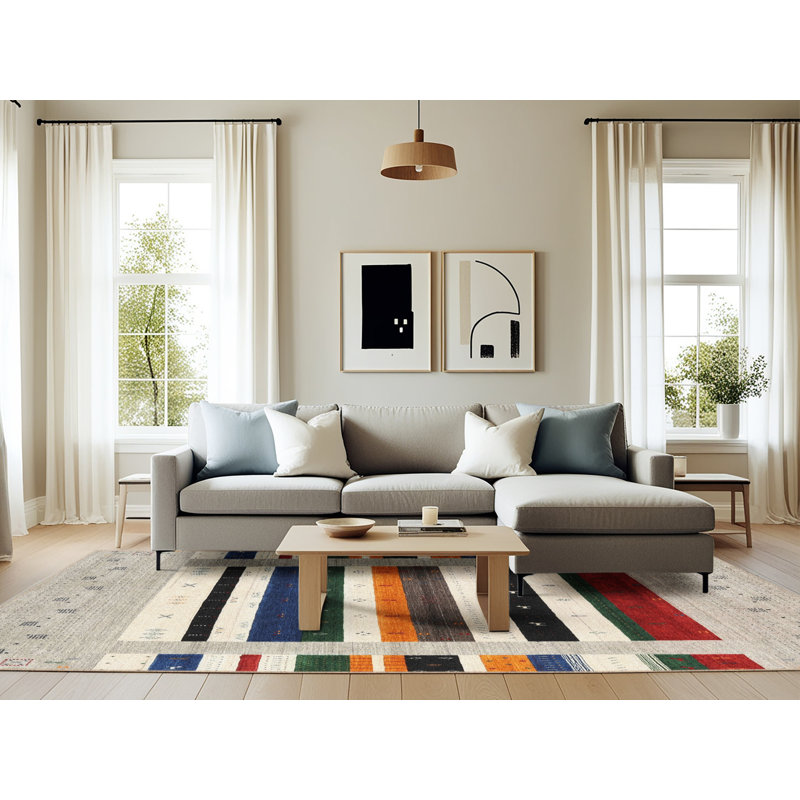 Tapis beige / rouge Bjarni, Rectangle 6 pi x 9 pi