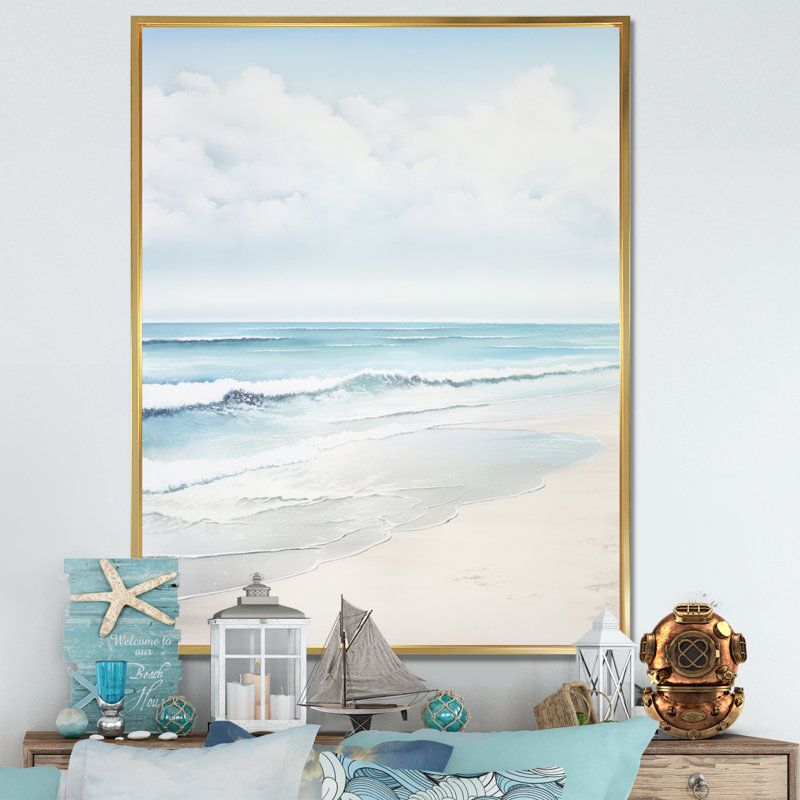 «Beach Photo Tranquil Waters II - Coastal Beach», art mural, H 32 po x l 24 po x P 1 po, Cadre flottant doré