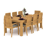 6 Seats 7 Pcs Grade-A Teak Wood Dining Set: 86" Canberra Rectangle Table And 6 Goa Stackng Arm Chairs #11GO1906