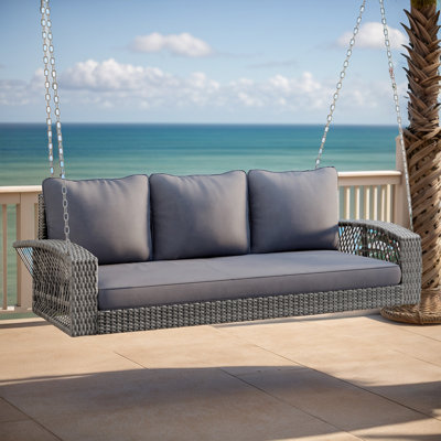 69" 3 Seater Porch Swing With Chains And Cushions