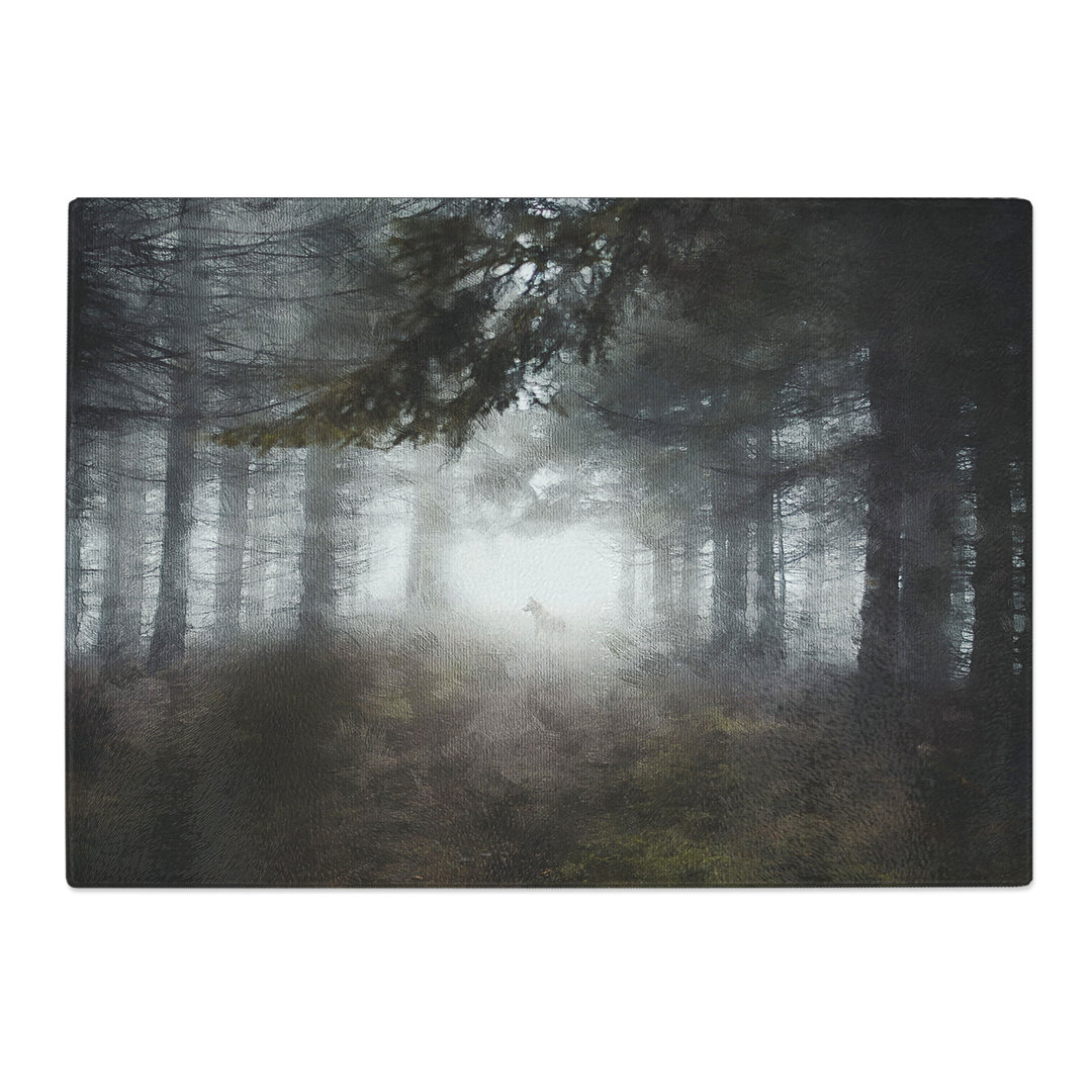 Tempered Glass Wolf in a Forest Painting Chopping Board