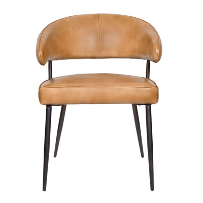 Barrett Side Chair 2-piece Set In Mid-century Caramel Finish On Genuine Leather