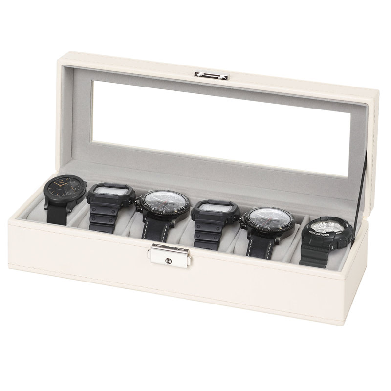 Glass Watch Box + Locking, Champagne
