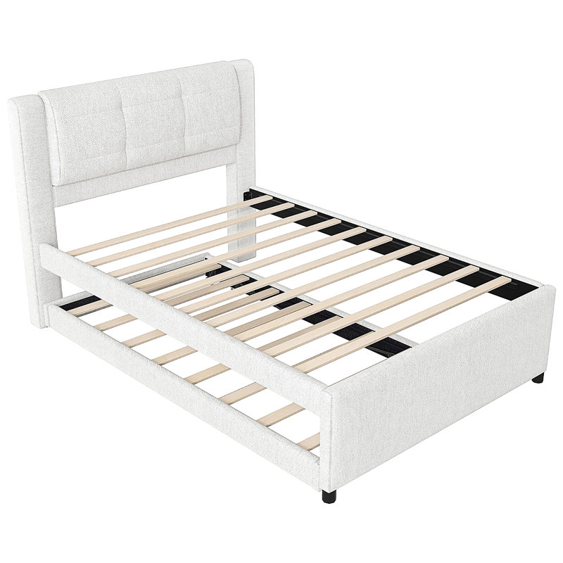 Lit plateforme double avec lit gigogne
