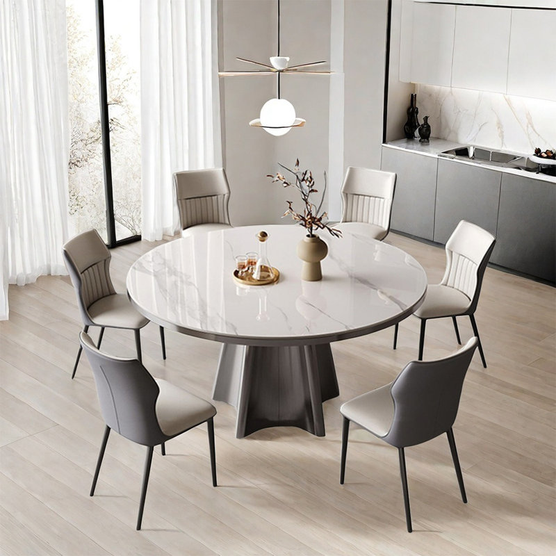 Minimalism Modern home round dining table sets, 29.5"H x 47.2"L x 47.2"W
