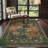 Vintage Machine Washable Fighting Tigers / Forest Green Indoor Area Rug With Non-Slip Backing-772434358