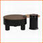 Ensemble de tables basses gigognes pour salon en plastique noir avec tiroir de rangement-275604497
