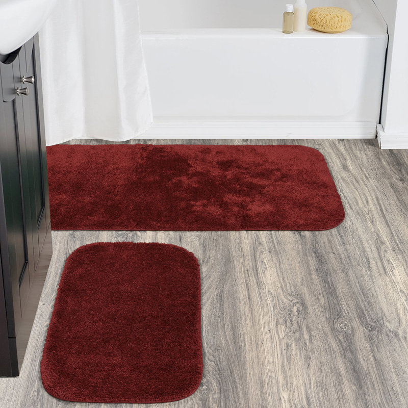 Ensemble de tapis de bain en nylon 2 pièces avec envers antidérapant Mccluney, Marron