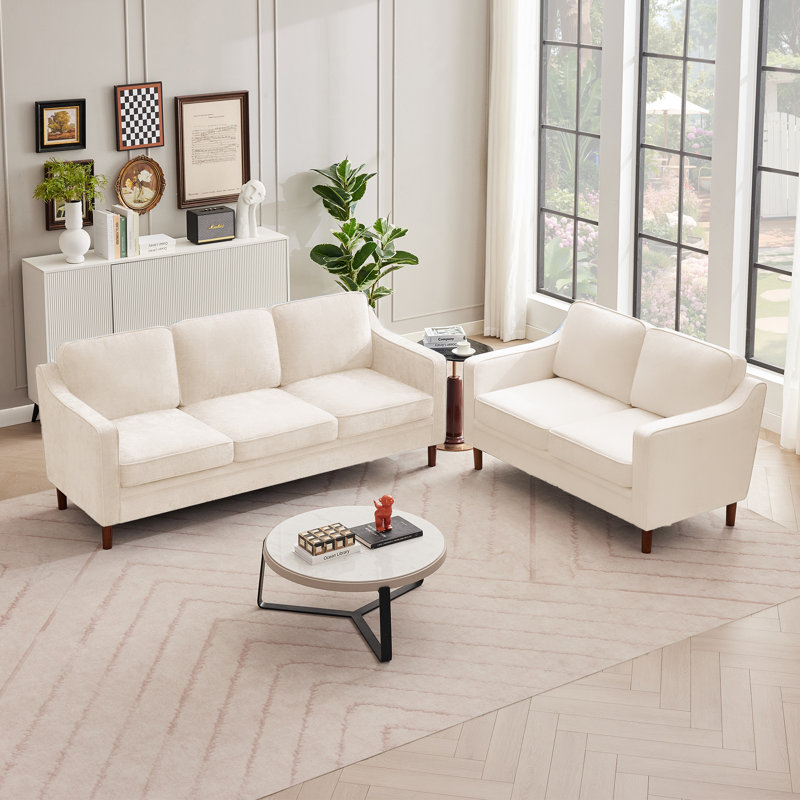 Ensemble de salon en chenille 2 pièces Christofor, Beige