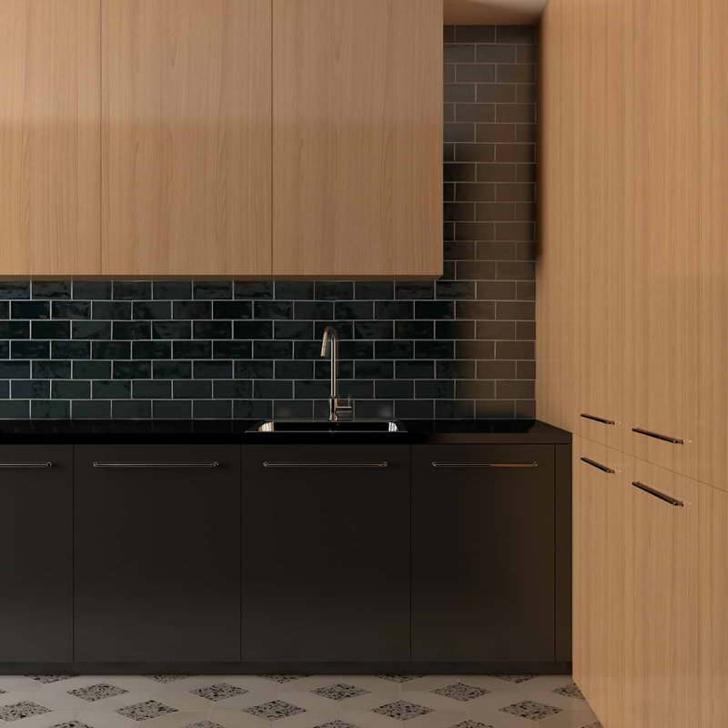 Nabi Subway 4.5x9 Subway Polished Glass Tile, Midnight Blue Green