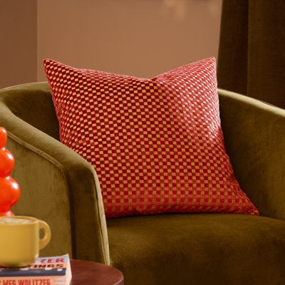 Checkered Pink Square Throw Cushion