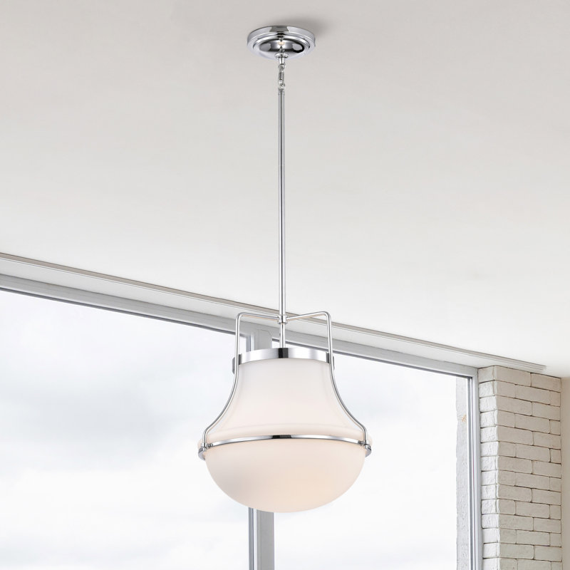 Luminaire suspendu 1 lumière Bashaw, H 53,88 po x l 14 po x P 14 po, Nickel poli