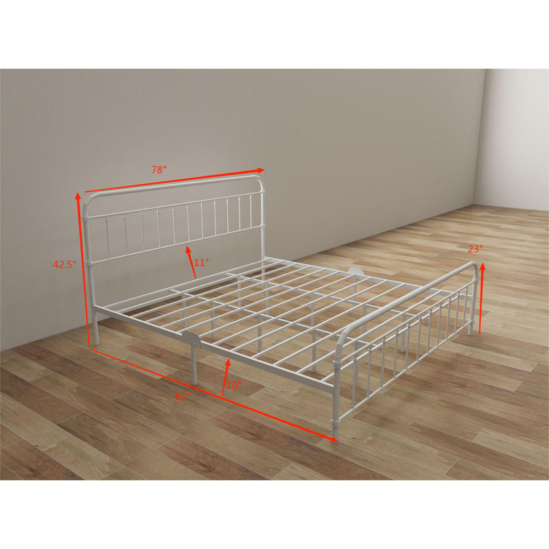 Chuckanut Metal Platform Bed, White, King