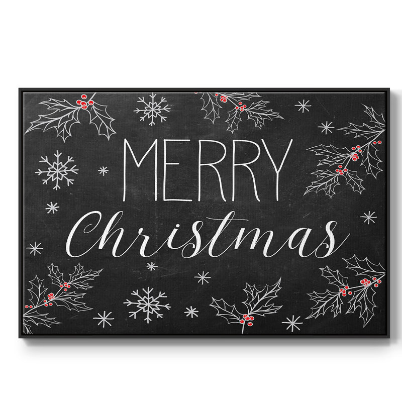 " Merry Christmas Chalkboard " Painting Print, 17" H x 25" W x 2" D, Black Framed