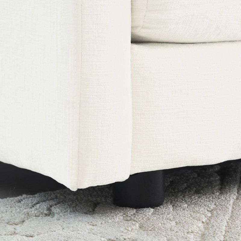 Chaise de chambre à coucher et de salon Aspinwall avec tissu chenille blanc, rembourrage doux, structure de revêtement, fabrication