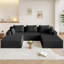 Canapé modulaire en U 107 po, canapé modulaire en U modulaire moderne, méridienne rembourrée en velours côtelé et assise profonde pour le salon, aucun assemblage requis-1806089668