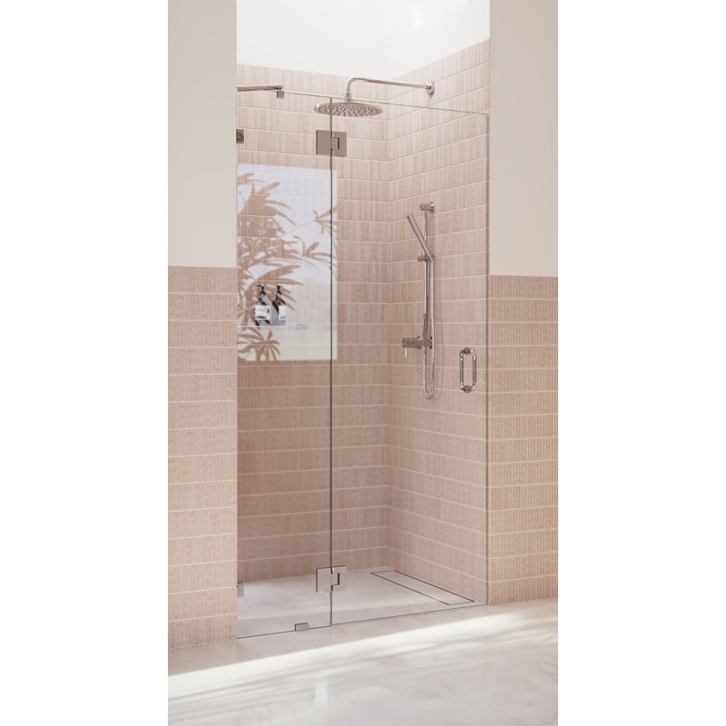 Halo 42.25 in. x 78 in. Frameless Glass Hinge Shower Door, Polished Chrome