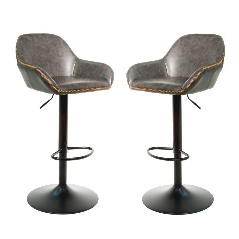 Winfield Swivel Upholstered Adjustable Height Counter Stool with Metal Frame, Grey