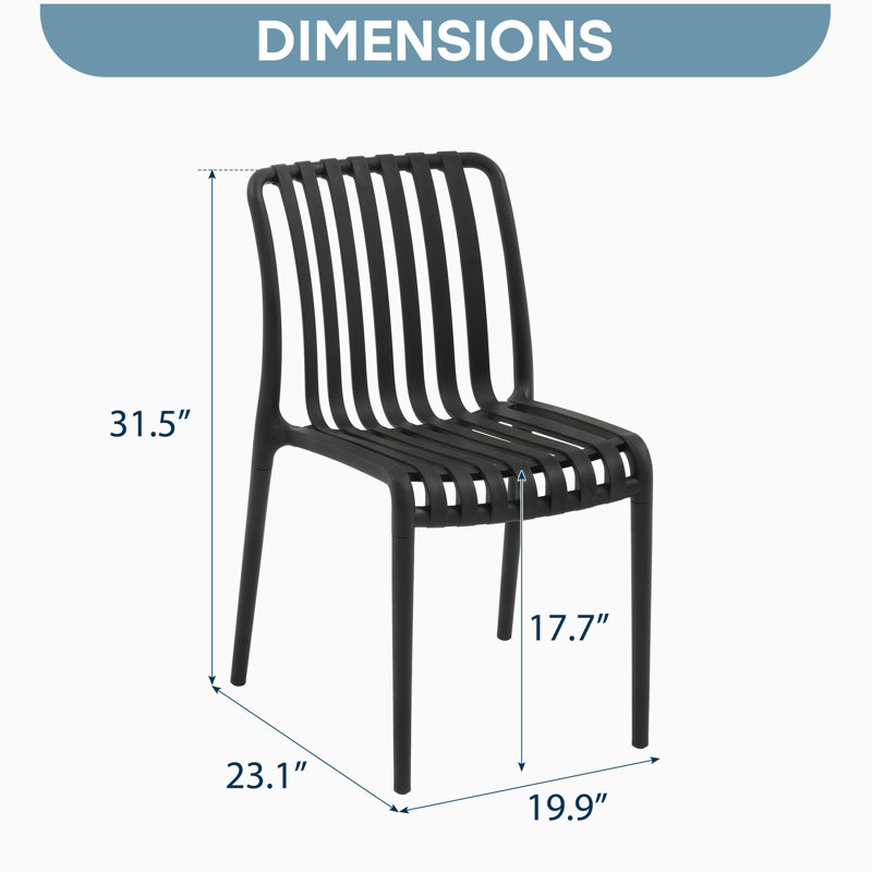 Outdoor Stacking Dining Side Chair, Black