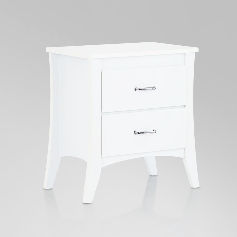 2 Rectangular White Accent Side Table - Wooden Frame, Tapered Legs, , 25" X 24" 16 With Storage